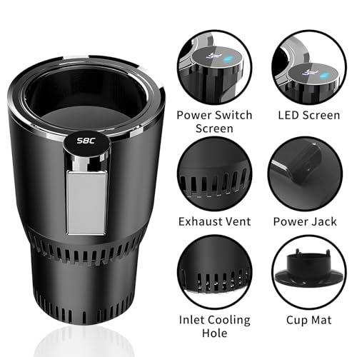 Image of Smart Car Heater & Colder Cups|Car Cup Holder|Quick Thermal Heating Cups|Car Refrigerator Quick Cooling Cups|Suitable for Most Cars,Chirstmas Gift for Men /Women,Black