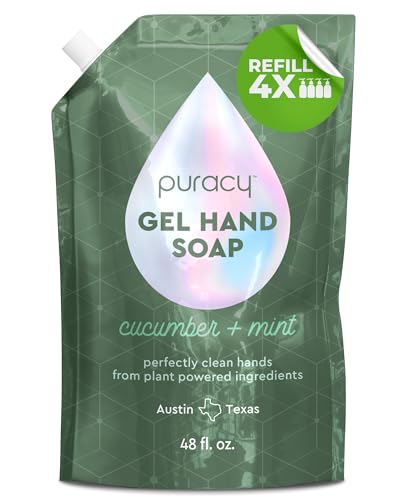 Puracy Organic Hand Soap, For the Professional Hand Washers We've All Become, Moisturizing Natural Gel Hand Wash Soap, Liquid Hand Soap Refills for Soft Skin (48 fl.oz, Cucumber &amp; Mint) Refill