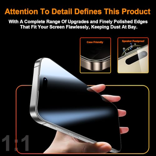 Image of Mr.Shield 360 True Privacy Screen Protector Tempered Glass Guard for iPhone 16 Pro Max, 4-Way Anti-Spy with Easy Installation Kit, 9H Hardness, 3D Curved Edges, Case-Friendly