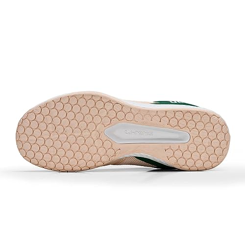 Image of Li-Ning Ultra Speed Non-Marking Badminton Shoe|Indoor Sports|Stability Heel, Prototypical Sole, Lightweight Shoe (Novelle Peach /Green,UK 10)