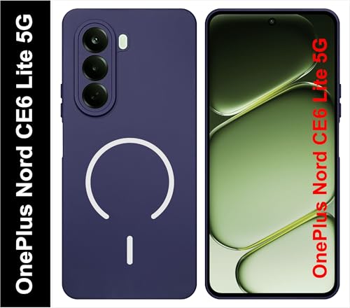 Image of SBMS Silicone Back Cover Case for OnePlus Nord CE6 Lite 5G | Soft Micro-Fibre Lining Inside | Magsafe Print On Back Side Camera Protection Bump | Shockproof Case OnePlus Nord CE 6 Lite (Blue)