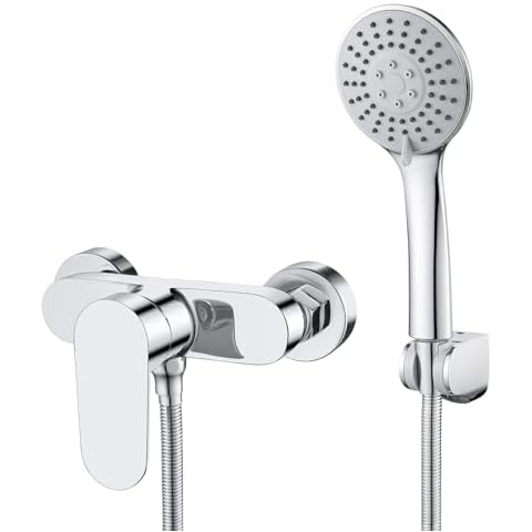 Rehomthy Chrome Shower Mixer Tap with Hand Shower Cover