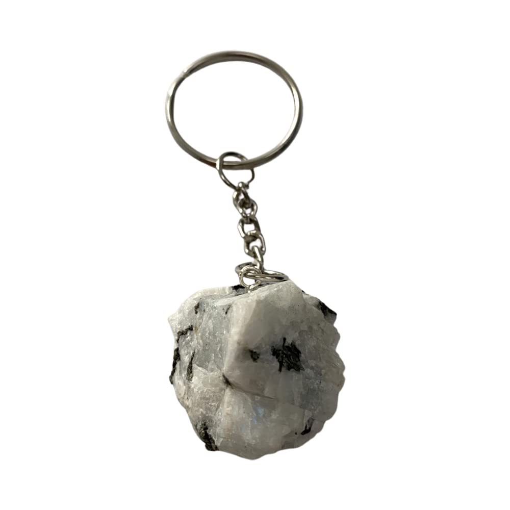 VIE Rough Cut Keychain, 9x3x3cm, Rainbow Moonstone, One