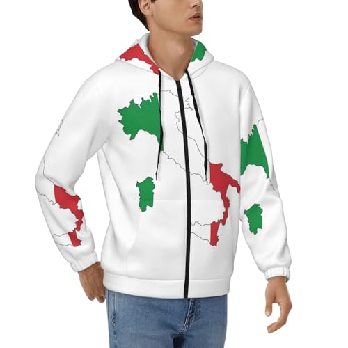 Sweat à capuche manches longues pour homme veste zippée avec carte Italie