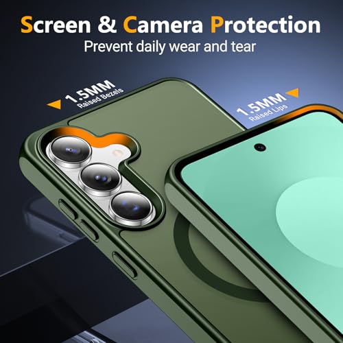 Image of SPIDERCASE Magnetic for Samsung Galaxy S25 FE Case, [3 Stand Ways][ Military Grade Drop Protection] with Invisible Stand Slim Phone Case for S25 FE 5G,Green