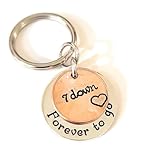 7 Year Anniversary 2013 Lucky Copper Penny with Down and Forever To Go Coin Key Chain