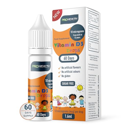 ProHealth 10 UG 60 Drops - Vegan Vitamin D3 Supplement for Babies and Young Children (Single Pack)