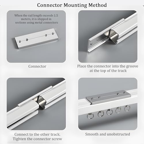 Aluminum Ceiling Mount Sliding Shower Curtain Rod Track - 8.5ft (2x130cm) Room Divider for Bedroom, Dressing Room, Privacy Shelter - Black Finish