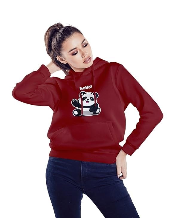 Image of Women's Printed Fleece Hoodie Sweatshirt | Soft Warm Winter Hooded Top for Women & Girls