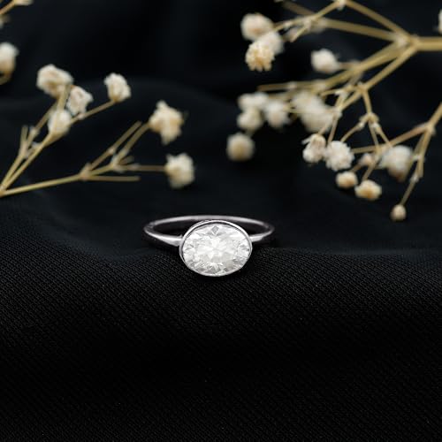 Certified Moissanite 7X9 mm Oval Engagement Ring, D-Vs1 Quality, Moissanite East West Ring (Ready to Gift)3