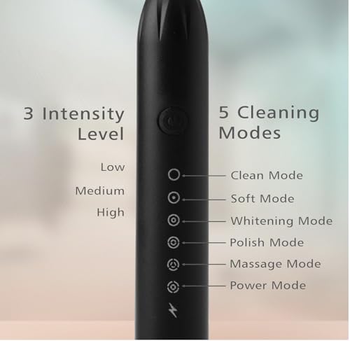 Image of Aura Essentials Sonic Electric Toothbrush for Adults & Kids | 5 Cleaning Modes | 34000 Strokes /Min | USB Rechargeable | 4 Brush Heads | Waterproof IPX7 | Deep Cleaning Electric Tooth Brush