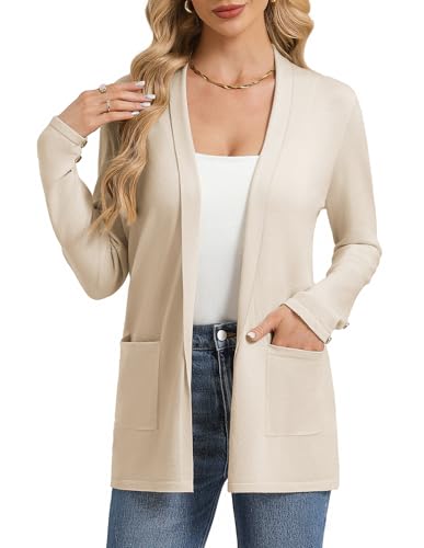 Cardigan léger d'été pour femme GRACE KARIN veste chic manches longues et revers veste fluide ouvert
