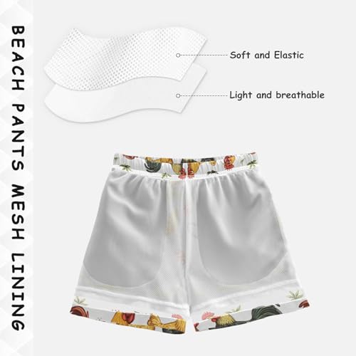 Pigsaly Boys' Swim Board Shorts Domestic Chicken Grass Boy's Swim Trunks Kids Swimwear 3T Multicolor4