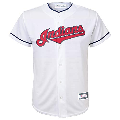 Outerstuff MLB Youth 8-20 Blank Cool Base Home Color Team Jersey (Large 14 16, Cleveland Indians Home White)
