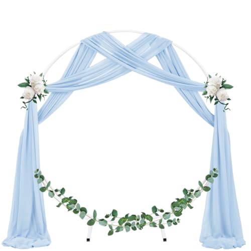 Image of Socomi Wedding Arch Draping Fabric 1 Panel 29 inch x 19Ft Baby Blue Sheer Chiffon Curtain Drapes 6 Yards for Wedding Ceremony Birthday Party Decoration