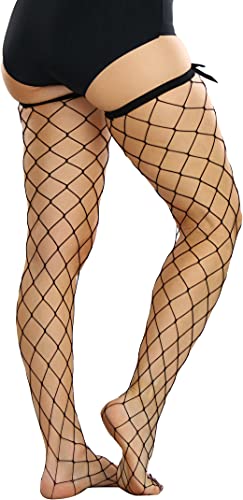 Image of ToBeInStyle Women's Vibrant Large Net Fishnet Thigh High Elastic Nylon Novelty Stockings