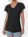 AUTOMET Womens Short Sleeve T-Shirts V Neck Tops Summer Fashion Dressy Casual Basic Ruffle Blouse Soft 2025 Spring Clothes Black 2XL