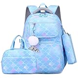 MATMO Conjunto de mochila escolar para meninas com lancheira e estojo de lápis, mochila para estudantes (conjunto de mochila 15)