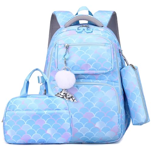 MATMO Girls School Backpack Set with Lunch Bag and Pencil Case Student Bookbag Daypack (Backpack Set 15)