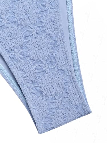 seamoly Lace Asymmetrical Slit Bowknot Decor Tie Side Tankini Set4