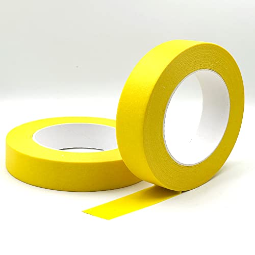 Image of Yellow Painters Tape 1 Inch Wide, Masking Tape 1 Inch X 55 Yards X 2 Rolls for Arts Crafts Painting Labeling Decoration School Projects Home Office