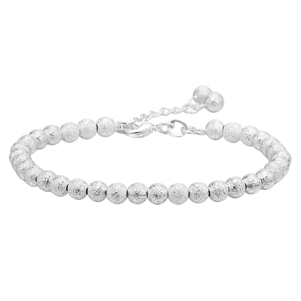 VITEOMEJE 925 Sterling Silver Bracelet 5Mm Bead Frosted Bracelet For Women Fashion For 2025 Simple Wedding Charm Jewelry