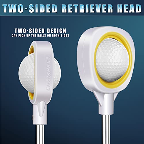 Chmapkey Two-Sided 6Ft / 9Ft / 12Ft / 14.5Ft Golf Ball Retriever Lite Version - Premium Stainless Steel Telescopic Golf Ball Picker (14.5Ft, Yellow) #TOP2
