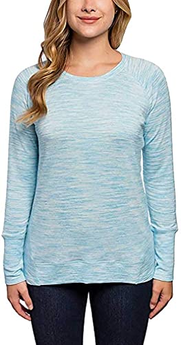 Champion Ladies Lightweight High-Low Hemline Crew Neck Long Sleeve Tee (Small, Blue Jewel)