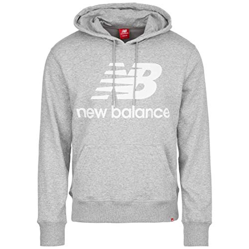 New Balance Men's Essentials Stacked Logo Pullover Hoodie, Athletic Grey 19, L
