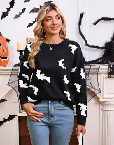 Image of Womens Cute Heart Sweater Crew Neck Long Sleeve Pullover Valentines Sweater