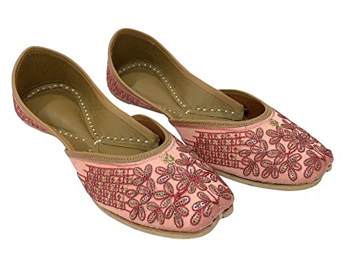 Women's Punjabi Jutti Handmade Ethnic Shoes Traditional Stylish Mojari Khussa Jooti Pink2