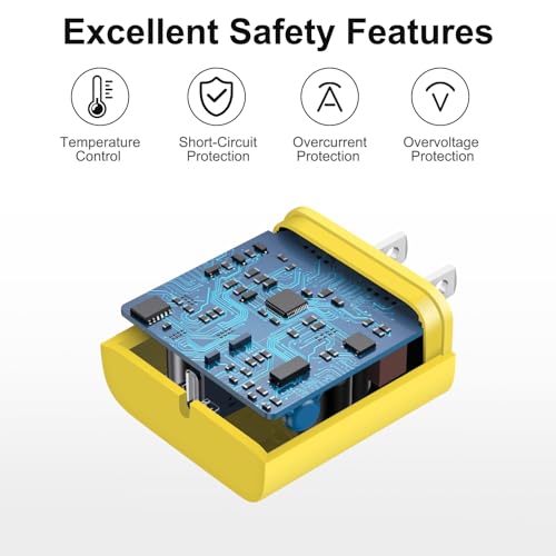 Image of iPhone 17 16 15 Charger Fast Charging 6FT - 20W USB C Charger Block with 6FT Type C to C Cable Compatible with iPhone 17 /17 Pro /17 Pro Max /Air /16 /16e /15, iPad Pro, iPad Air (Yellow)