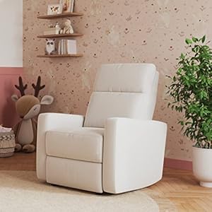 Nurture The Manual Glider Premium Modern Recliner Nursery Glider Chair with Spill Stain Proof Fabric Designed with a Thoughtful Combination of Function and Comfort Water Repellant Ivory