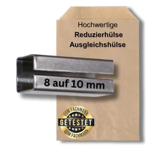 Ausgleichshülse/Reduzierhülse aus Stahl - von 8 auf 10 | 9 auf 10 | 8 auf 9 | 8 auf 8,5 mm - Verzinkt - Adapterhülse zum Einstecken für Türschlösser & Einsteckschlösser (8 auf 10 mm)