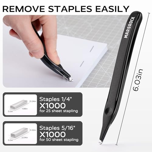 Effortless Stapler for Desk with 40-50 Sheet Capacity, 2000 Staples, 1-Touch Stapling, Ergonomic & Easy to Load Desktop Staplers, Heavy Duty Stapler, and Magnetic Staple Remover, B image 4
