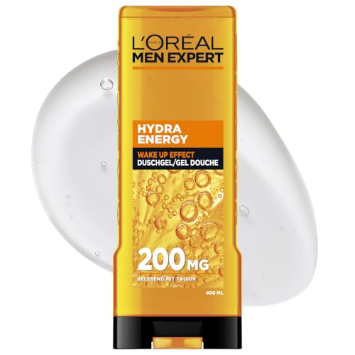LOréal Men Expert XXL shower gel and shampoo for men shower gel to cleanse body hair and face mens body care for long-lasting freshness with taurine Hydra Energy 1 x 400 ml