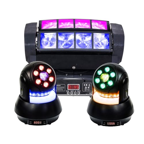 Ibiza - Pack Jeux Lumière Spider 8x10W DMX - 2 Lyres 30W STAR-WASH - Fête Pro Anniversaire Soirée Bar Mariage DJ Mobile Club