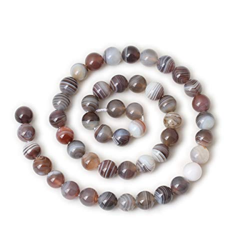 Qiwan 45PCS 8mm Natural Botswana Sardonyx Agate Gemstone Round Loose Beads for DIY Jewelry Making 1 Strand 15"