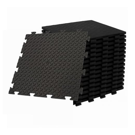 Piastrelle in pvc per garage 6 INTEC - Confezione di 10 lastre in PVC con clip nere 50 x 50 cm antiscivolo - rivestimento per pavimenti Garage, officina
