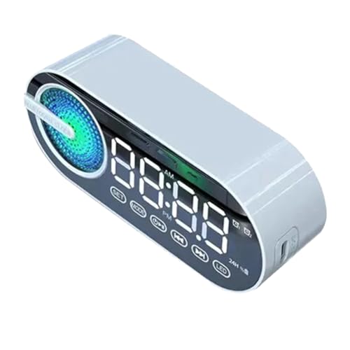 G30 Orologio Specchio Altoparlante Portatile LED FM Atmosfera Colorata Luce Bass Portosa bluetooth wireless usb bianco