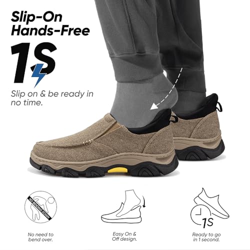 YONGJIA Mens Hands Free Slip in Loafers Walking Slip on Canvas Casual Comfortable Breathable Shoes2