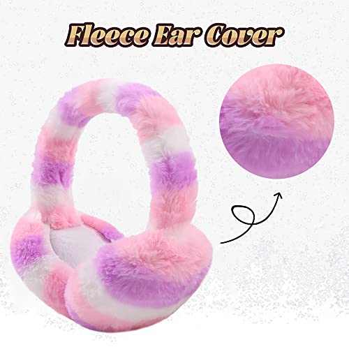 Yuoahcn Toddler Kids Winter Earmuffs Girl Warm Ear Muffs Baby Girls Plush Ear Warmers Cute Ear Covers Headband 3-8Y (Pink Purple) #TOP2