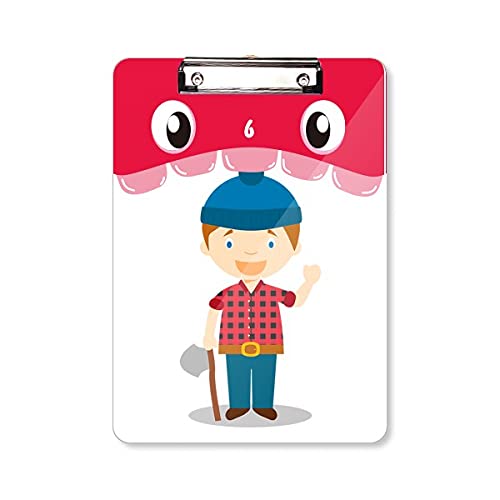 Bloc-notes A4 à tête plate avec motif cartoon de casquette bleue et chemise Canada