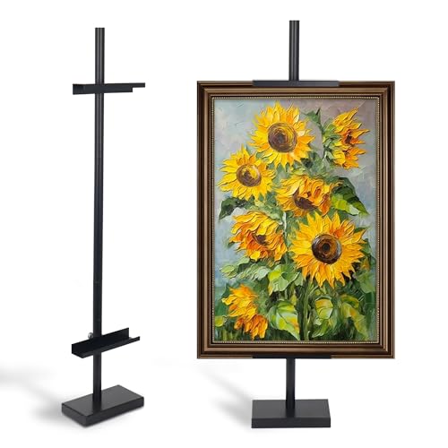 VICCGO Adjustable Table Top Easel, Black Metal Picture Stands for Display to 29", picture frame easel stand for Art Signs Photos,Home or Events