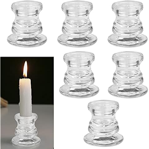 SIYINGSAERY 6 Stück Kerzenhalter Glas Kerzenständer Stabkerzen Kerzenleuchter Ø2,4cm Kerzen Halter Durchsichtig Stabkerzenhalter Transparent Kerzeneinsatz Glaskerzenständer Cover
