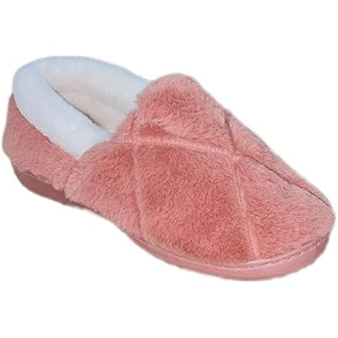 Ladies Slippers Women Size 3 4 5 6 7 8 with Memory foam Insole and plush lining Mauve Medium Cover