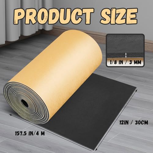 Image of Pangda 1 Piece 157 x 12 x 1 /8 Inch Extra Large Marine Foam Roll Closed Cell Rubber with Adhesive Insulation Sheets Lightweight Single Sided Tape Water Weather Resistant for Craft