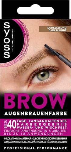Syoss Augenbrauen Kit Augenbrauenfarbe 6-1 Dunkelblond Stufe 3 (17 ml), Augenbrauen färben für einen natürlichen Look und ein langanhaltendes Ergebnis
