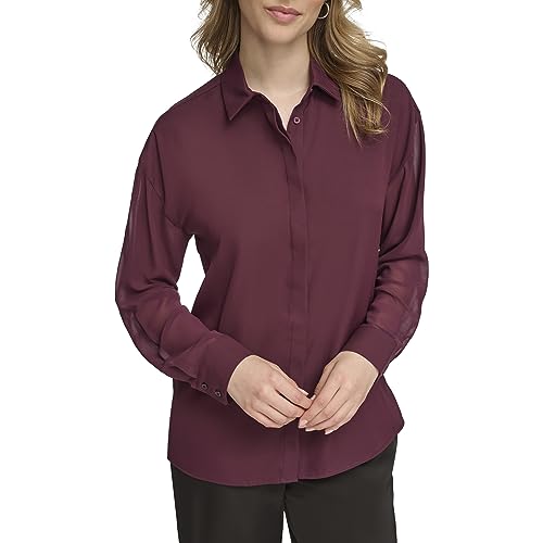 Calvin Klein Women's Button Front Long Sleeve Blouse