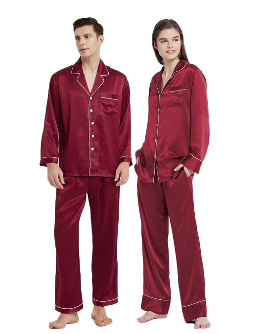 bellababebyskCouple Luxury Satin Night Suit Wine